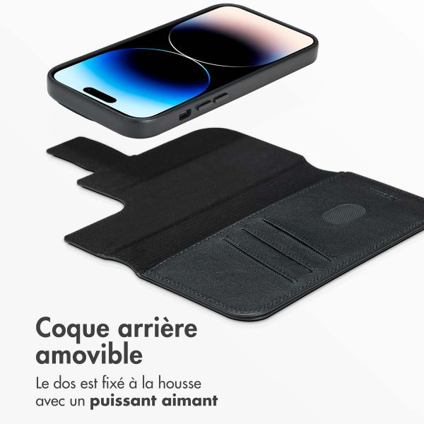 Accezz Étui de télephone portefeuille en cuir 2-en-1 avec MagSafe Apple iPhone 14 Pro - Onyx Black