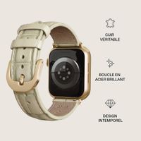 Burga Bracelet en cuir véritable  - Apple Watch | 44/45/46/49 mm / Connexion universelle 20 mm - Buttermelt / Gold