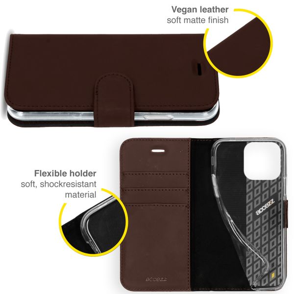 Accezz Étui de télephone Wallet Apple iPhone 13 Pro - Marron