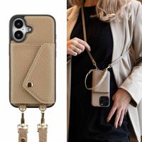 Selencia Coque de télephone Sera avec cordon et porte-cartes enveloppe Apple iPhone 16 - Taupe