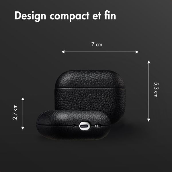 Accezz Coque en cuir véritable  Apple Airpods Pro 3 - Noir