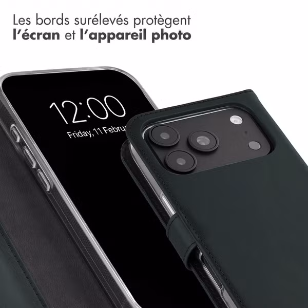 Selencia Étui portefeuille en cuir véritable Apple iPhone 18 Pro / 17 Pro - Vert