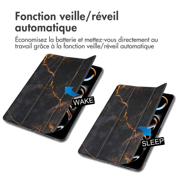 imoshion Coque tablette Design Trifold Apple iPad Pro 11 (2025) M5 / (2024) M4 - Black Marble