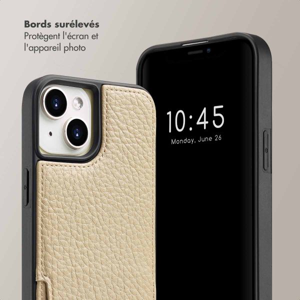 Selencia Coque de télephone Nova avec cordon et porte-cartes Apple iPhone 15 - Beige