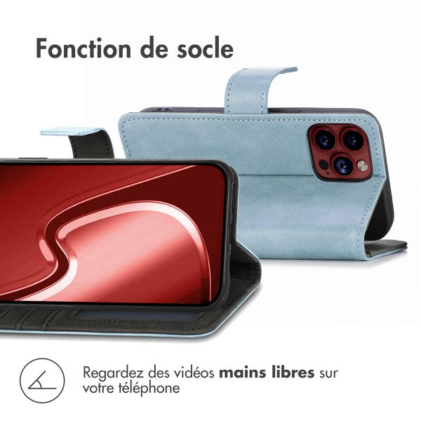imoshion Étui de télephone portefeuille de luxe Apple iPhone 15 Pro Max - Bleu clair
