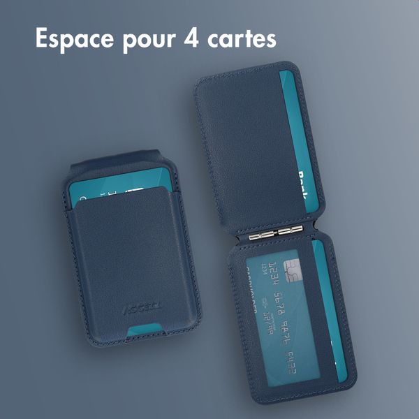 Accezz Portefeuille en cuir magnétique avec support - Compatible avec Apple Find My - Nightfall Blue