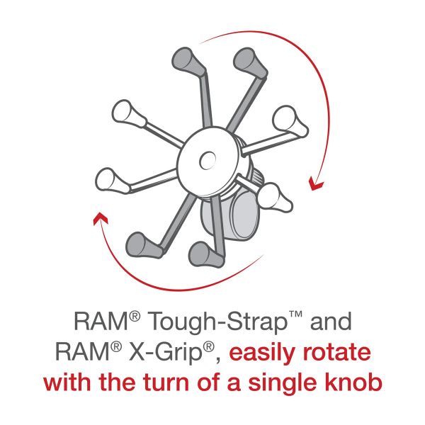 RAM Mounts Support de téléphone X-Grip® Tough-strap pour vélo / scooter / moto - Rotation à 360° - Universel - Grand - Noir