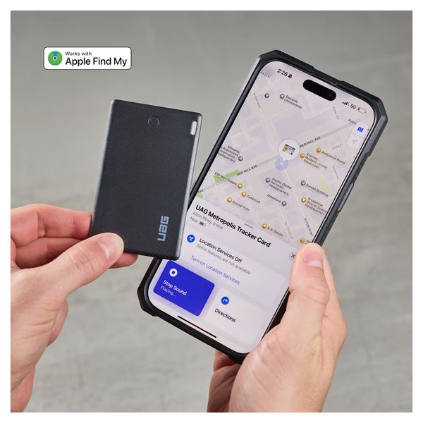 UAG Metropolis portefeuille avec tracker - Compatible avec Apple et Android - Kevlar Black