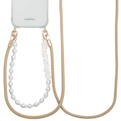 Selencia Ensemble de cordons pour téléphone avec perles et coquillages - Beige