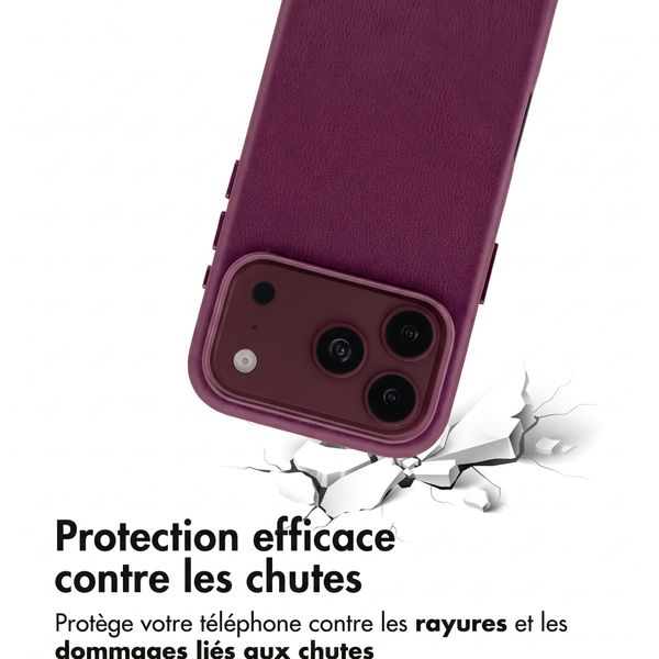 Accezz Coque arrière en cuir avec MagSafe Apple iPhone 18 Pro Max / 17 Pro Max - Heath Purple
