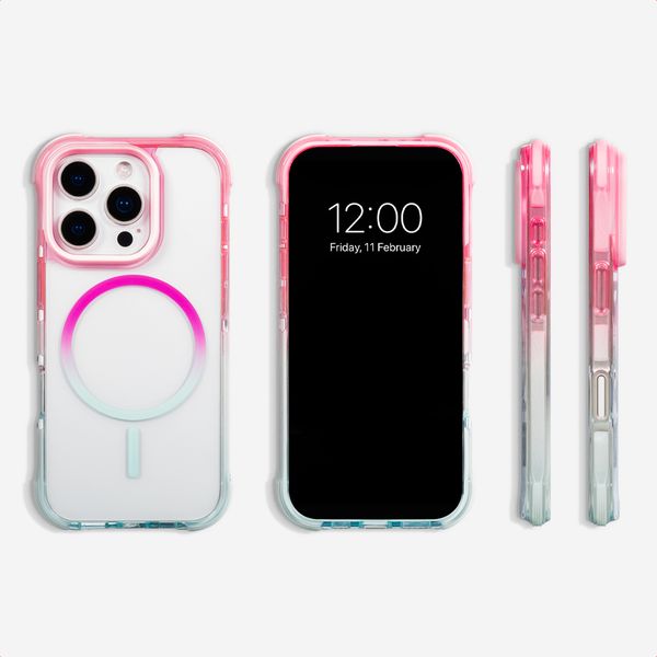 Selencia Coque arrière MagSafe Gradient Apple iPhone 16 Pro - Rose / Bleu