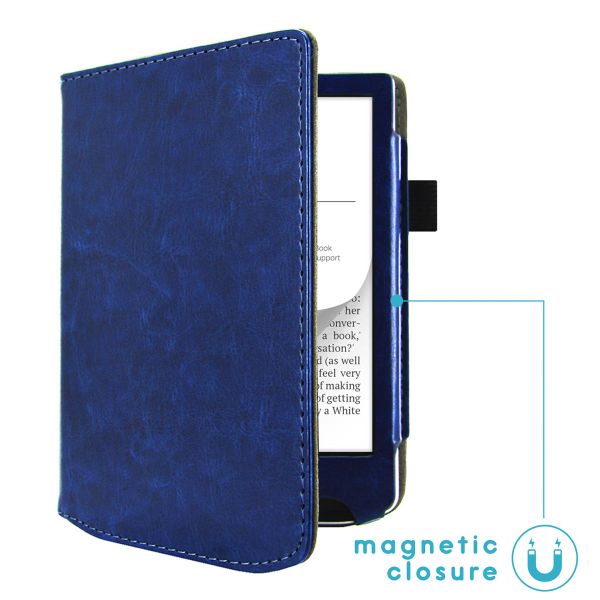 imoshion Étui de liseuse portefeuille en cuir végan Pocketbook Verse / Verse Pro / Verse Pro Color / Vivlio Light / Light HD - Bleu foncé
