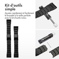 Accezz Bracelet en acier Titane mat  - Connexion Garmin 26 mm - Noir