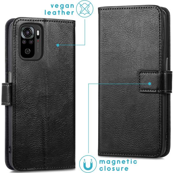 imoshion Étui de télephone portefeuille de luxe Xiaomi Redmi Note 10 (4G) / Note 10S - Noir