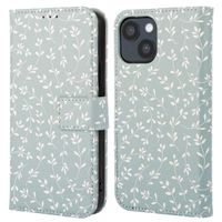 imoshion Étui de télephone portefeuille Design Apple iPhone 14 - Smoke Green Flowers