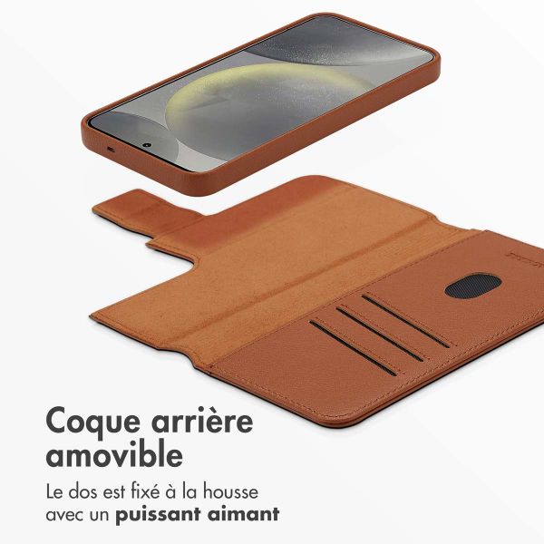 Accezz Étui de télephone portefeuille en cuir 2-en-1 avec MagSafe Samsung Galaxy S25 - Sienna Brown