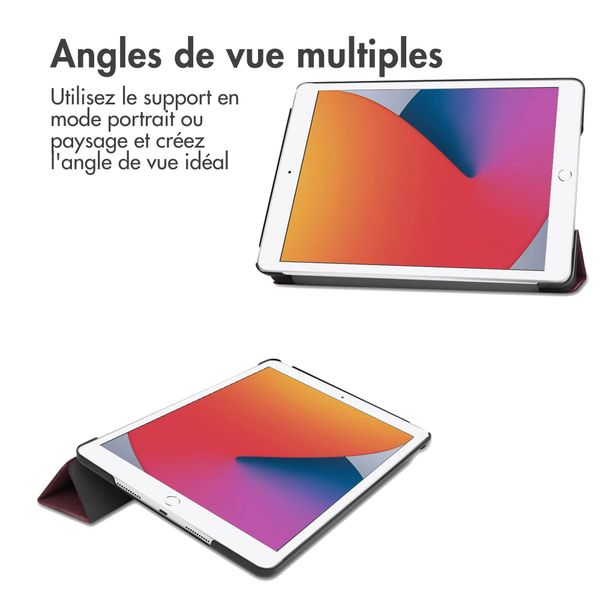imoshion Coque tablette Trifold Apple iPad 9 (2021) 10.2 pouces / iPad 8 (2020) 10.2 pouces / iPad 7 (2019) 10.2 pouces - Bordeaux