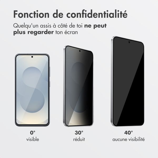 Accezz Protection d'écran en verre trempé avec filtre de confidentialité + Applicateur Samsung Galaxy S24 Plus / S25 Plus