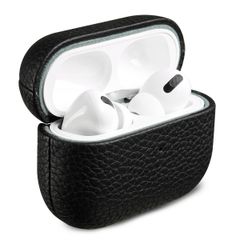 Accezz Coque en cuir véritable  Apple AirPods Pro 2 - Noir