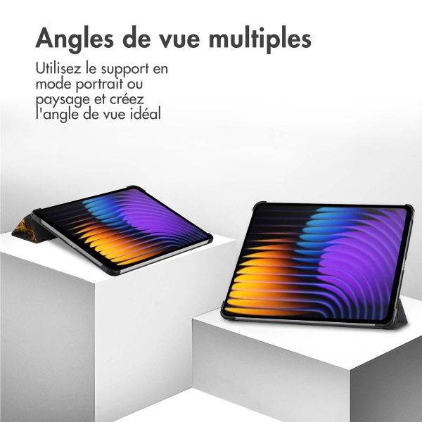 imoshion Coque tablette Design Trifold Xiaomi Pad 7 / 7 Pro / 8 / 8 Pro - Black Marble