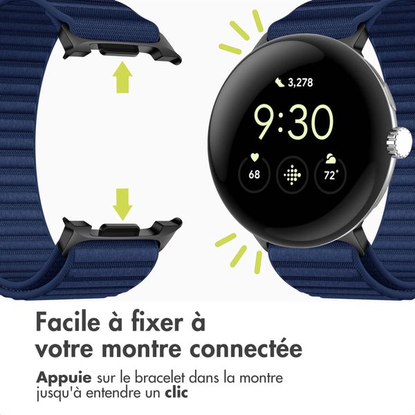 imoshion Bracelet en nylon Google Pixel Watch / Watch 2 / Watch 3 / Watch 4 (41 mm) - Bleu foncé