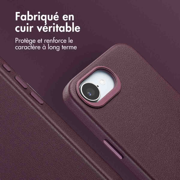 Accezz Coque arrière en cuir avec MagSafe Apple iPhone 17e / 16e - Heath Purple