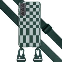 Selencia Coque design en silicone avec cordon amovible Samsung Galaxy S21 - Irregular Check Green