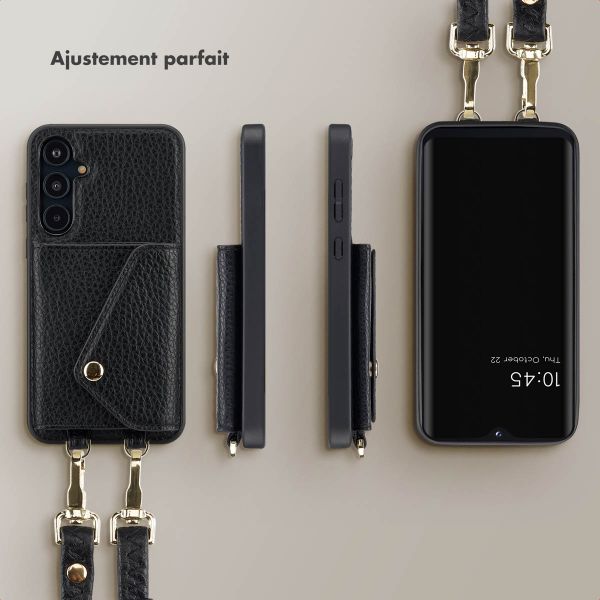 Selencia Coque de télephone Sera avec cordon et porte-cartes enveloppe Samsung Galaxy A55 - Noir