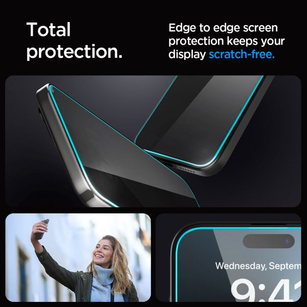 Spigen Protection d'écran en verre trempé GLAStR Privacy Applicator - lot de 2 Apple iPhone 15 Pro Max
