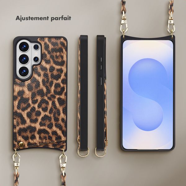 Selencia Coque de télephone Nova avec cordon et porte-cartes Samsung Galaxy S26 Ultra - Leopard