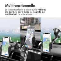 imoshion Support de téléphone 3-in-1 pour voiture - Rotatif à 360° - Universel - Tableau de bord / Pare-brise / Grille de ventilation - Noir