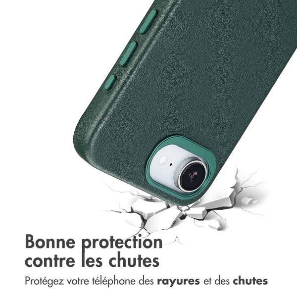 Accezz Coque arrière en cuir avec MagSafe Apple iPhone 17e / 16e - Cedar Green