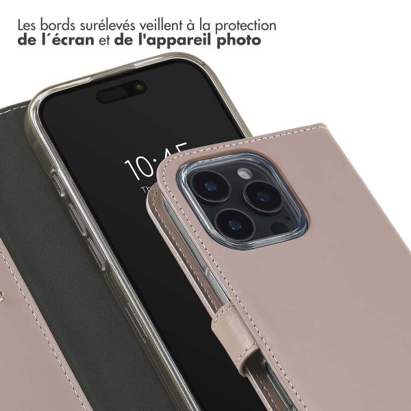 Selencia Étui portefeuille en cuir véritable Apple iPhone 16 Pro Max - Dusty Pink