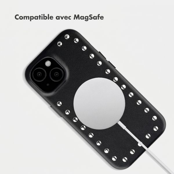 Selencia Coque arrière Studs avec MagSafe Apple iPhone 15 - Velvet Black
