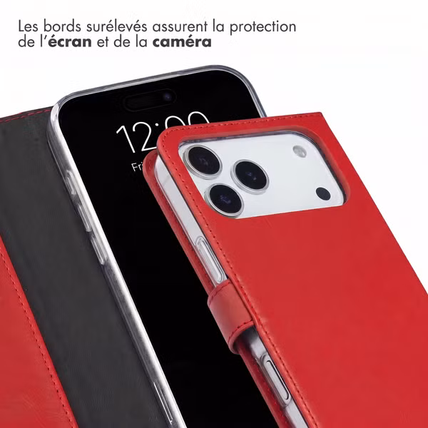 Selencia Étui portefeuille en cuir véritable Apple iPhone 18 Pro Max / 17 Pro Max - Rouge