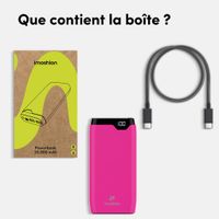 imoshion Batterie externe 20 000 mAh - Chargeur rapide 22,5 W - USB-C / USB-A - Rose vif