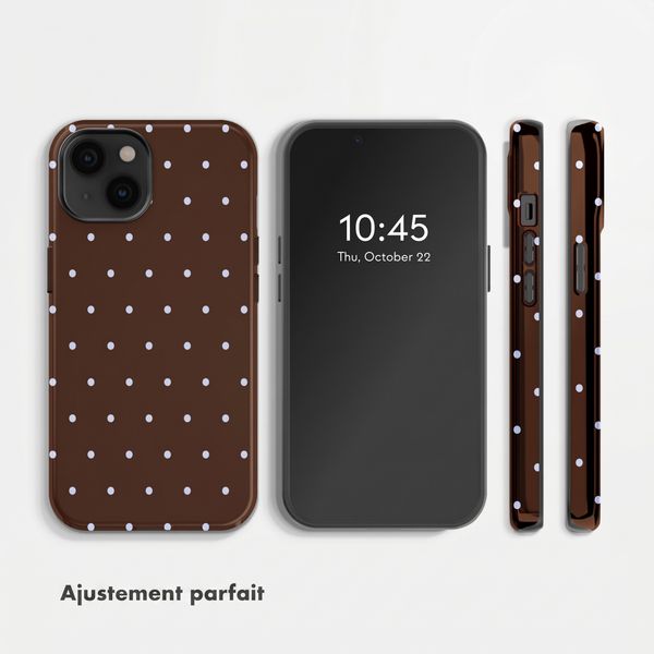 Selencia Coque arrière Vivid Apple iPhone 14 - Happy Dots Chocolate