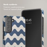 Selencia Coque arrière Vivid Samsung Galaxy S21 FE - Wave Vibes Classic Blue