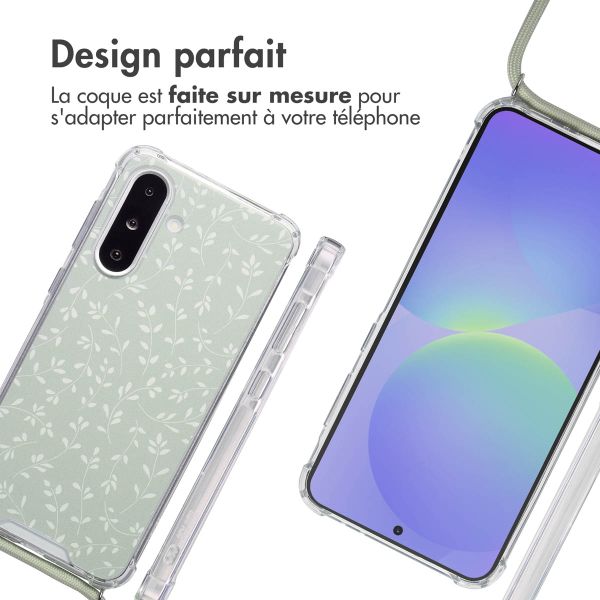 imoshion Coque Design avec cordon Samsung Galaxy A36 - Smoke Green Flowers