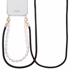 Selencia Ensemble de cordons pour téléphone avec perles et coquillages - Midnight Black