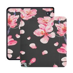 imoshion Design Slim Hard Sleepcover avec support Kobo Libra H2O - Blossom Watercolor Black