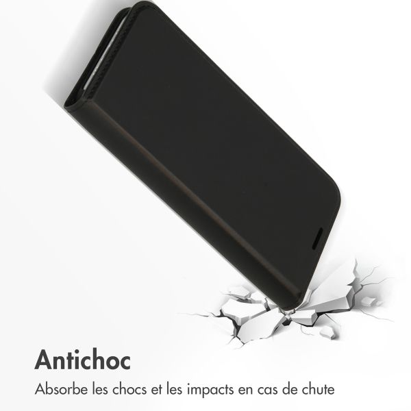 Accezz Étui de télephone Slim Folio en cuir de qualité supérieure Apple iPhone 12 (Pro) - Noir