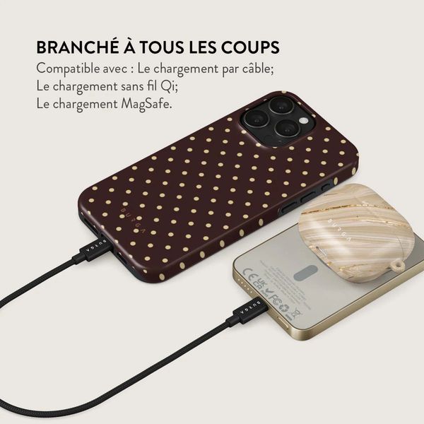 Burga Powerbank magnétique 5 000 mAh - MagSafe et Qi2 - Sorry Busy / Gold