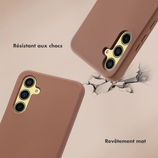 Selencia Coque avec dragonne de luxe Samsung Galaxy A54 (5G) - Marron