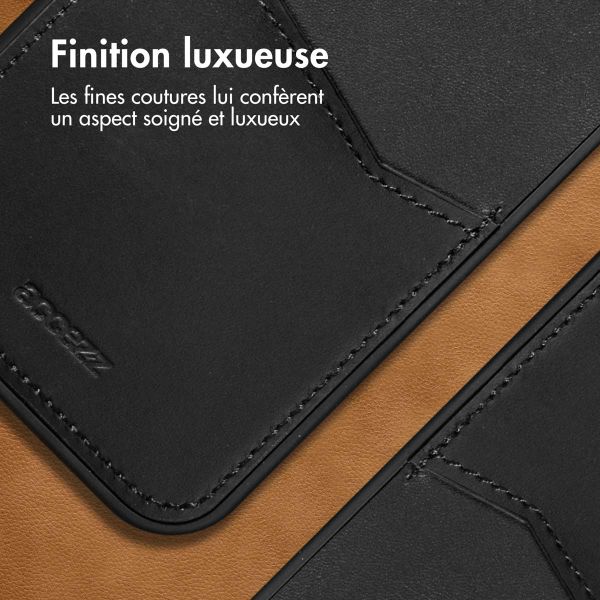 Accezz Coque en cuir de qualité supérieure avec fentes pour cartes Samsung Galaxy S22 Ultra - Noir