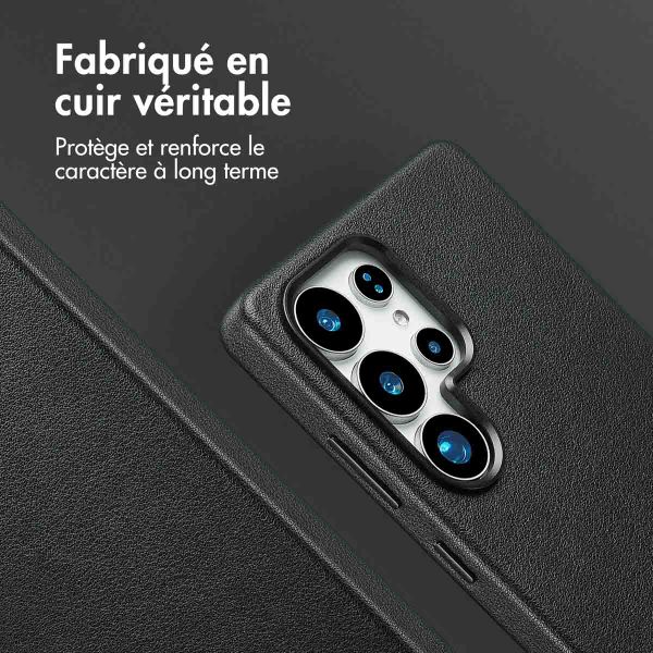 Accezz Coque arrière en cuir avec MagSafe Samsung Galaxy S25 Ultra - Onyx Black