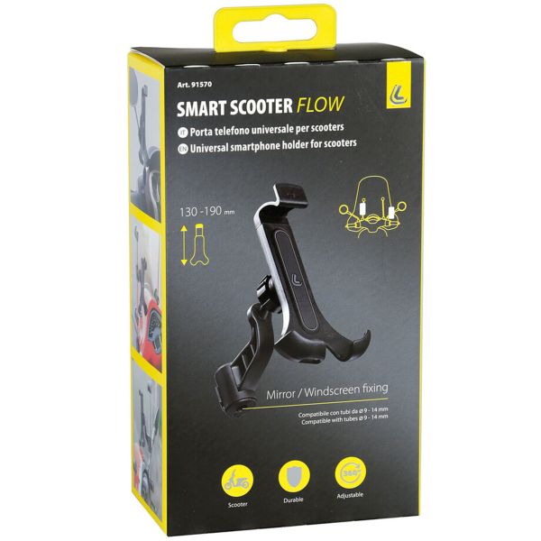 Lampa Support de téléphone Smart Flow pour scooter - Rotation à 360° - Fixation sur rétroviseur et pare-brise - Noir