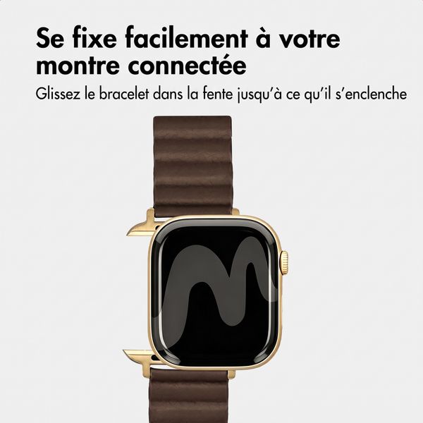 imoshion Bracelet magnétique en cuir synthétique Apple Watch | 44/45/46/49 mm - Marron