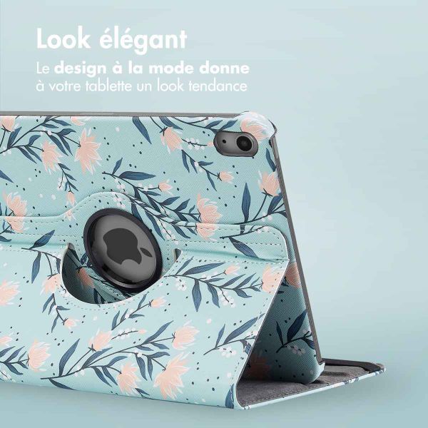 imoshion Coque tablette Design rotatif à 360° Apple iPad 11 (2025) 11 pouces A16 / iPad 10 (2022) 10.9 pouces - Flowers