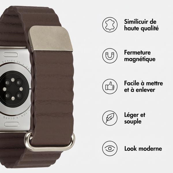 imoshion Bracelet magnétique en cuir synthétique Apple Watch | 38/40/41/42 mm - Marron foncé